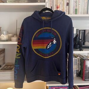 Aviator Nation Navy Hoodie with Multicolor Logo